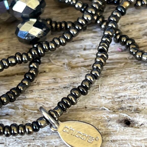 Silver Grey Faceted Beading Long Chico’s Necklace $18ea or bundle 3/$30 - Picture 7 of 7